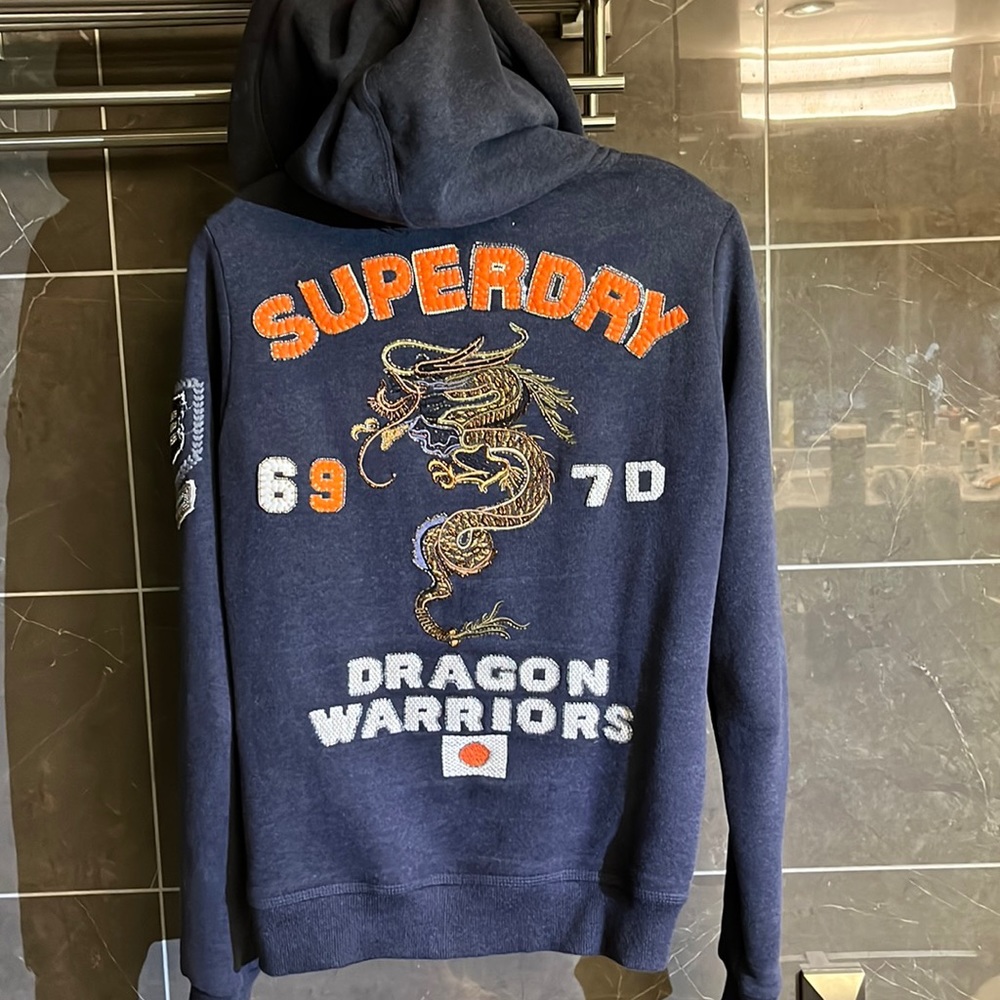 SUPERDRY Luxe Collection hoodie “Dragon Warriors” soft hoodie hand embroidered